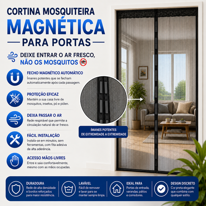 Cortina Magnética Anti-Mosquitos — Deixe Entrar o Ar Fresco, Não os Mosquitos.