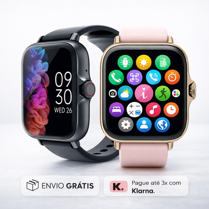 Smartwatch À Prova de Água com Chamadas e Mensagens, Monitorização do Sono, Contador de Passos e Notificações para iPhone e Android