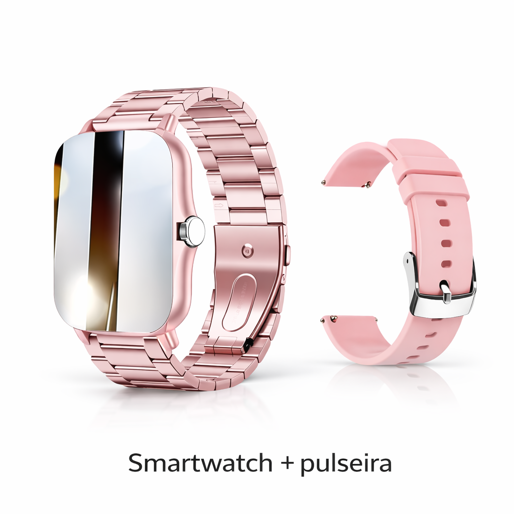 Smartwatch À Prova de Água com Chamadas e Mensagens, Monitorização do Sono, Contador de Passos e Notificações para iPhone e Android