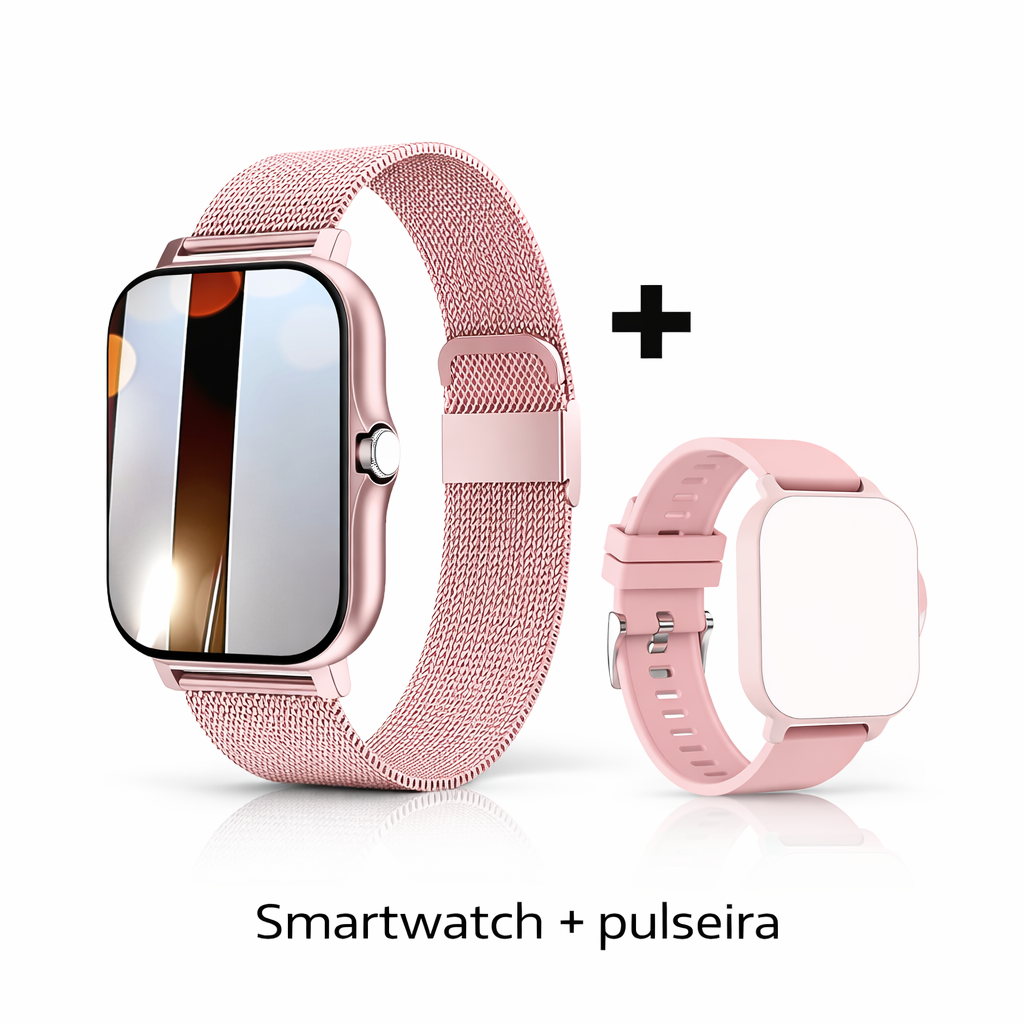 Smartwatch À Prova de Água com Chamadas e Mensagens, Monitorização do Sono, Contador de Passos e Notificações para iPhone e Android