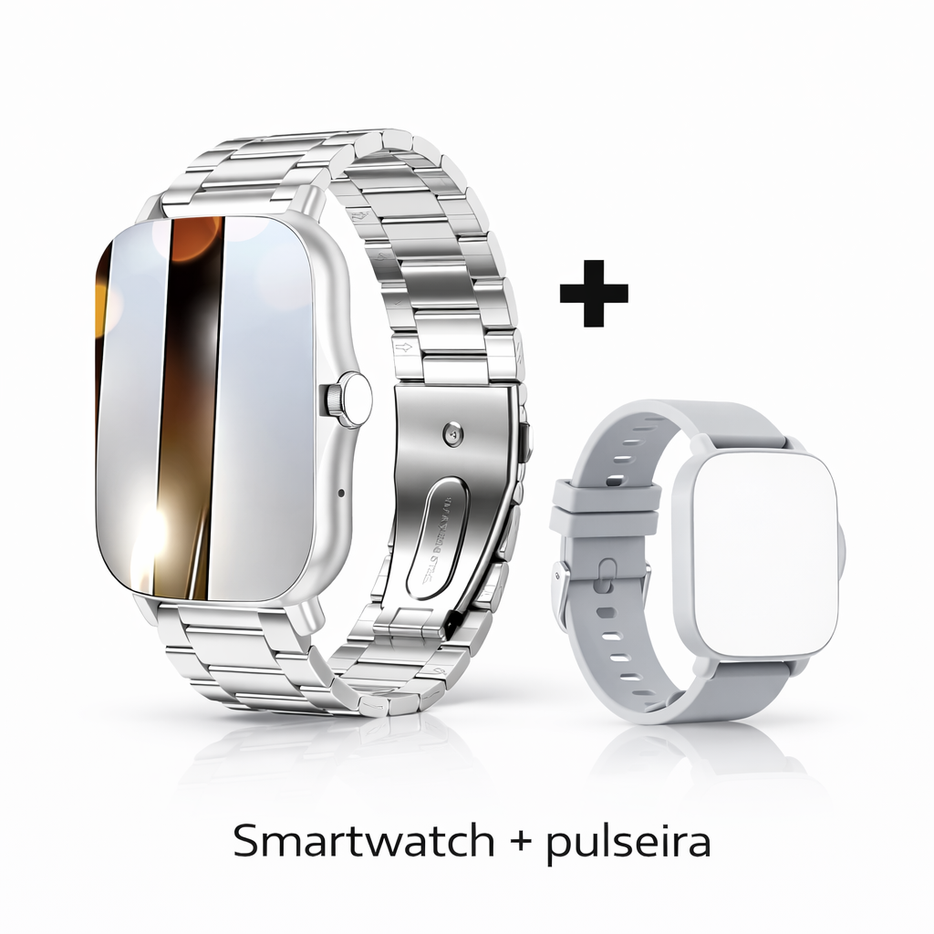 Smartwatch À Prova de Água com Chamadas e Mensagens, Monitorização do Sono, Contador de Passos e Notificações para iPhone e Android