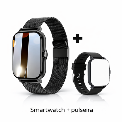 Smartwatch À Prova de Água com Chamadas e Mensagens, Monitorização do Sono, Contador de Passos e Notificações para iPhone e Android