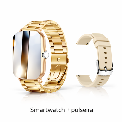 Smartwatch À Prova de Água com Chamadas e Mensagens, Monitorização do Sono, Contador de Passos e Notificações para iPhone e Android