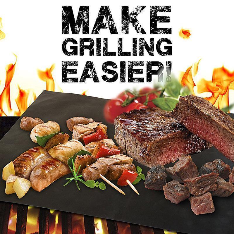 2 Peças de Tapetes de Grelha de Churrasco Antiaderentes - Chega de Grelhas Sujas!